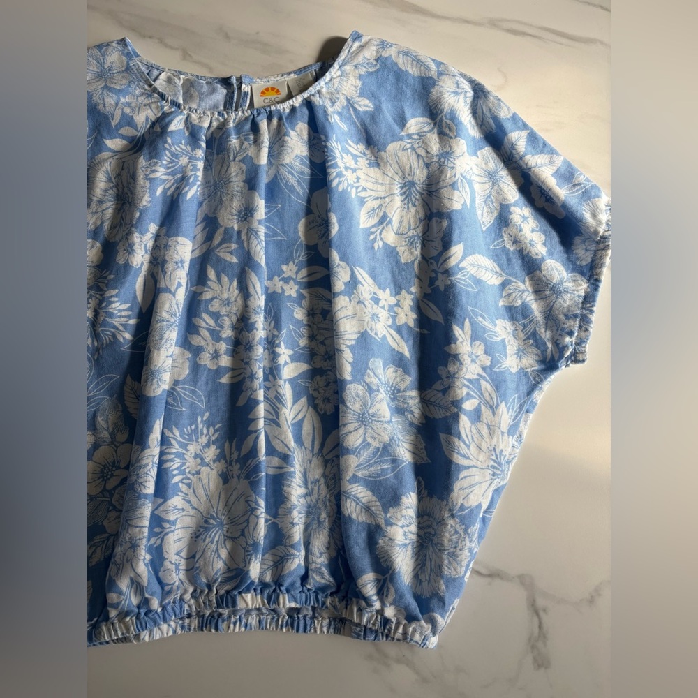 2 piece bundle Tropical Print Linen blouse Sz XL - Picture 3 of 10